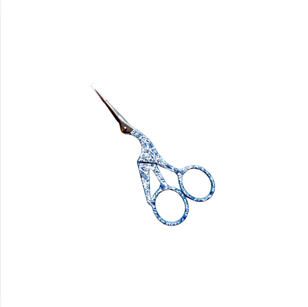 Needlepoint Print Crane Scissors