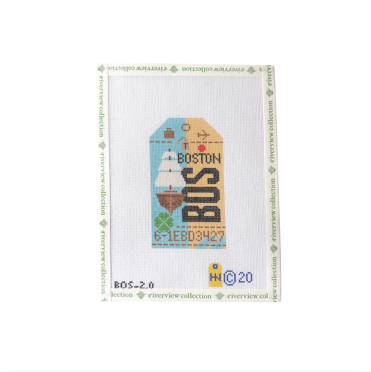 Boston 2.0 Retro Travel Tag Needlepoint Canvas