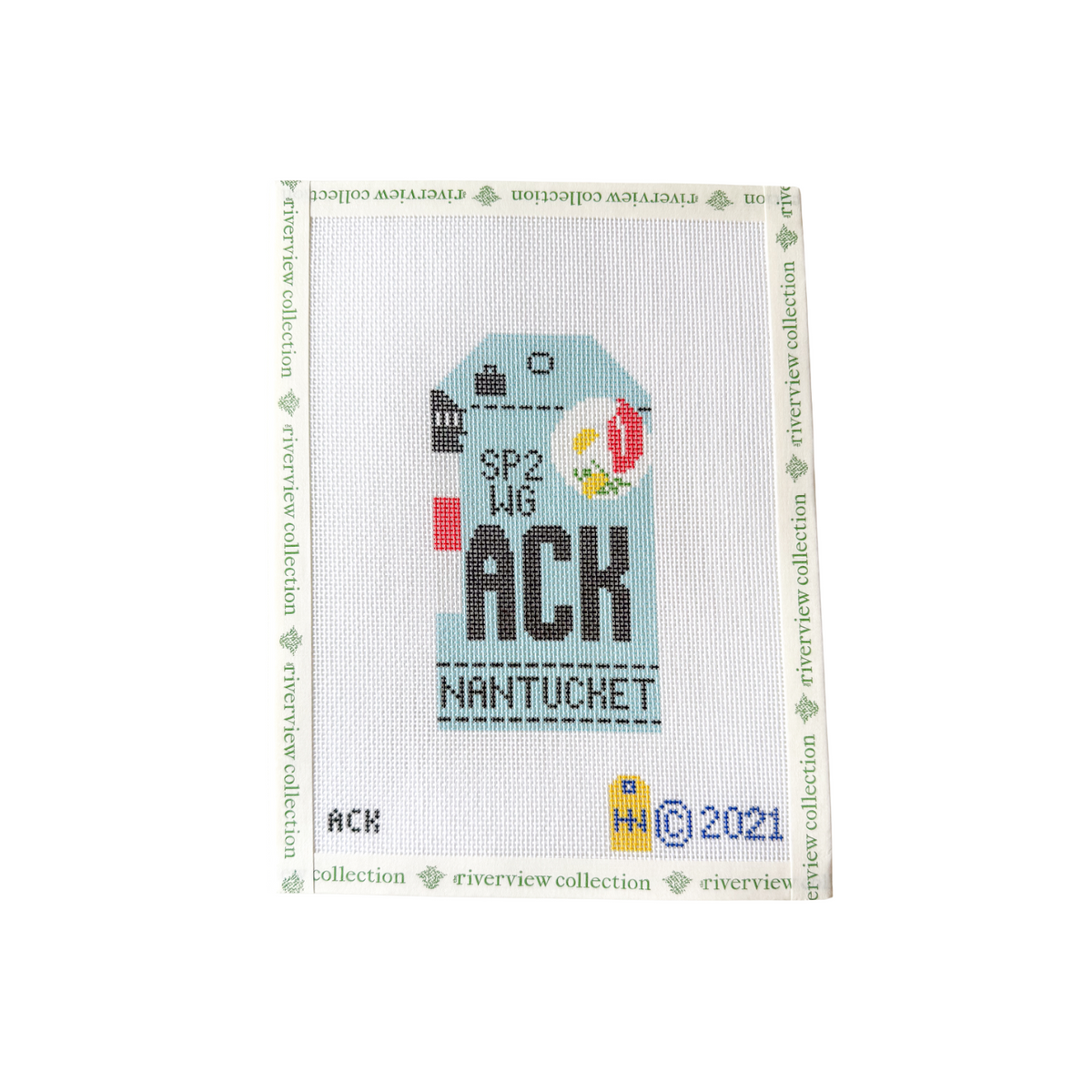Nantucket Retro Travel Tag Needlepoint Canvas