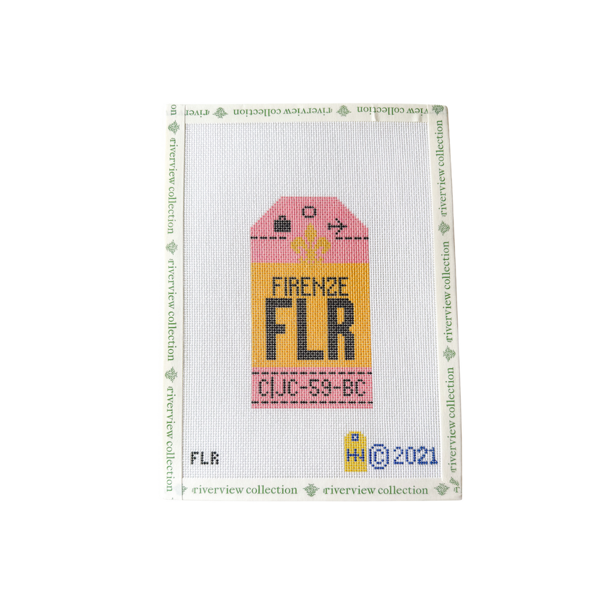 Firenze Retro Travel Tag Needlepoint Canvas
