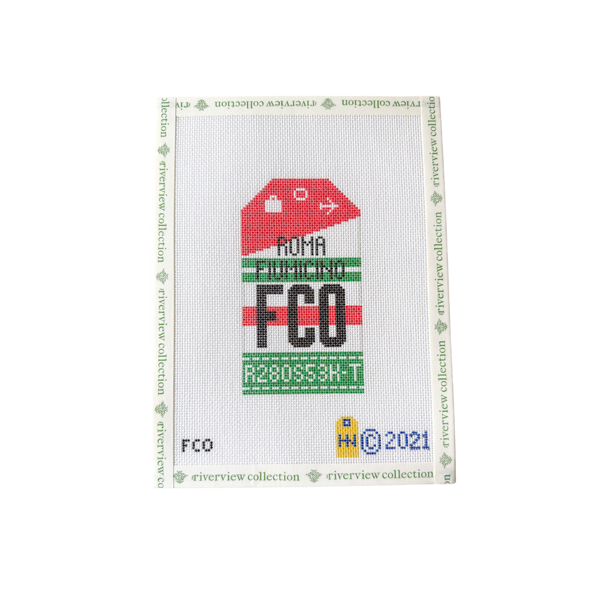 Rome Retro Travel Tag Needlepoint Canvas