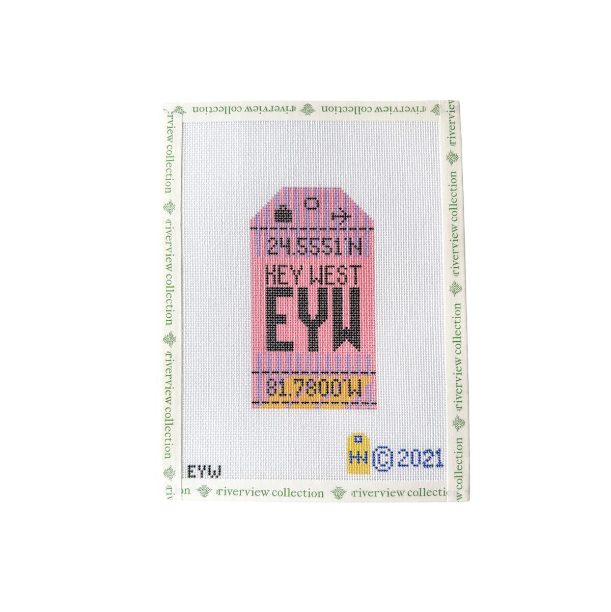 Key West Retro Travel Tag Needlepoint Canvas