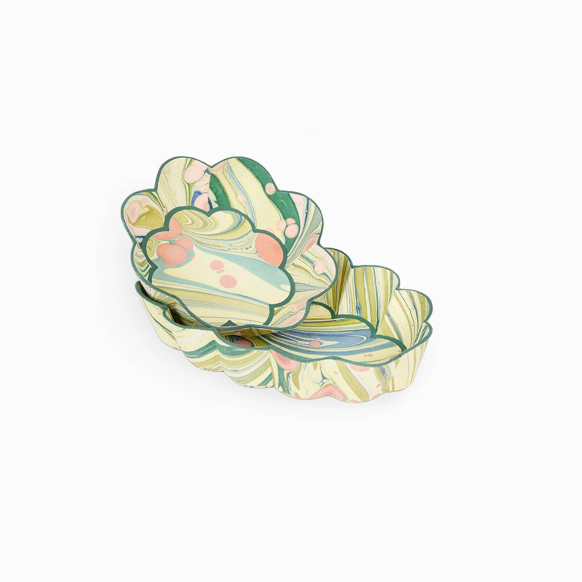 FLOWER PETAL ROUND DESK TRAY - MOSS FIREWHIRL