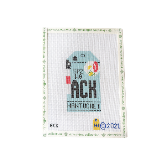Nantucket Retro Travel Tag Needlepoint Canvas