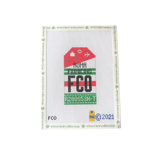 Rome Retro Travel Tag Needlepoint Canvas