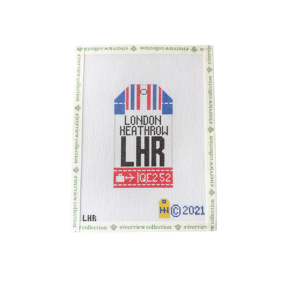 London Heathrow Retro Travel Tag Needlepoint Canvas