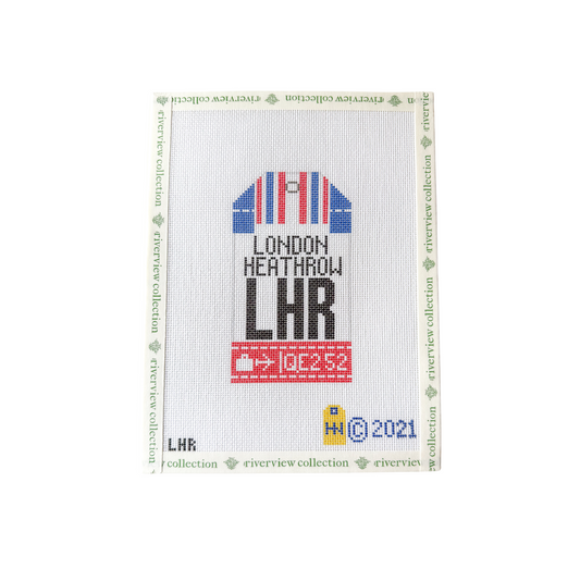 London Heathrow Retro Travel Tag Needlepoint Canvas