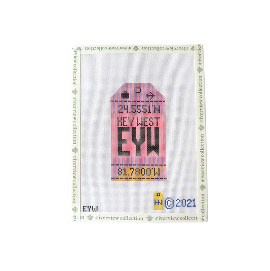 Key West Retro Travel Tag Needlepoint Canvas