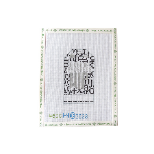 Work In Progress ECS Collab Retro Travel Tag Needlepoint Canvas