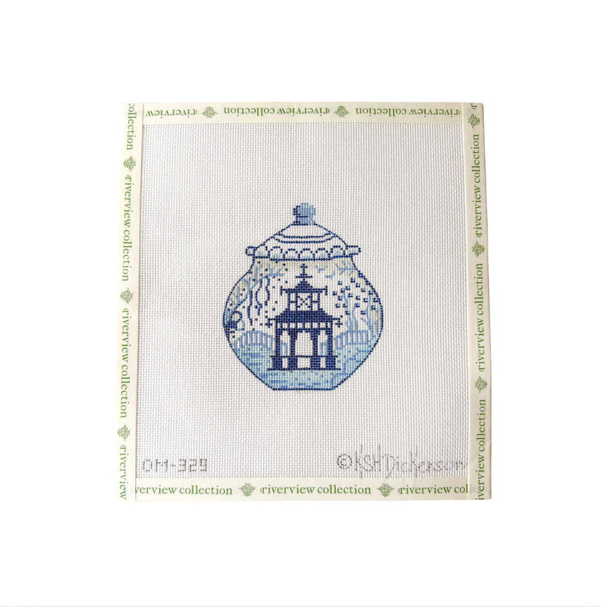 Mini Chinoiserie Pot - Blue Pagoda w/ Fences