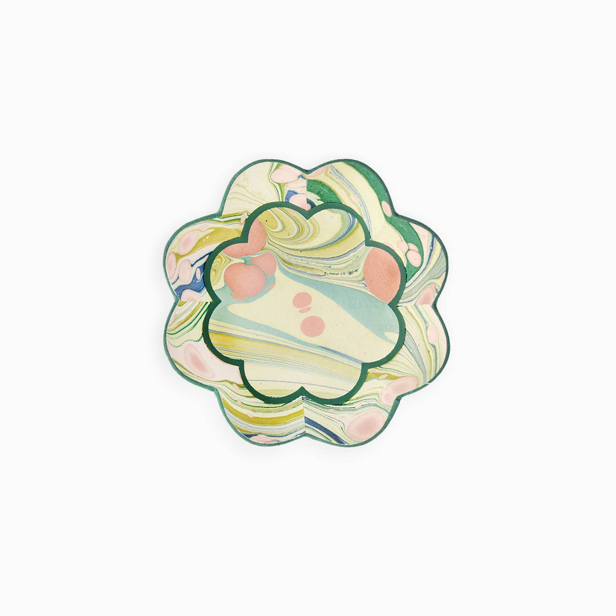 FLOWER PETAL ROUND DESK TRAY - MOSS FIREWHIRL